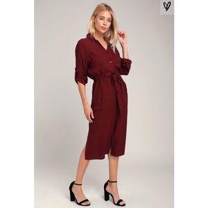 Lulus Lush Brewer Plum Purple Midi Shirt Dress